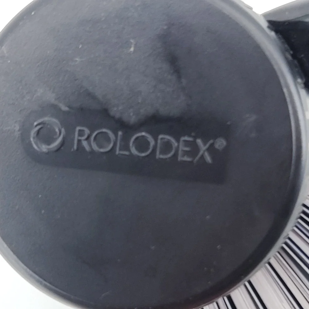 Rolodex Mini Rotary Card File Black Desktop Organizer Blue Dividers 3.5 Inch